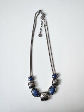 Vintage Napier Faux Lapis and Silvertone Necklace